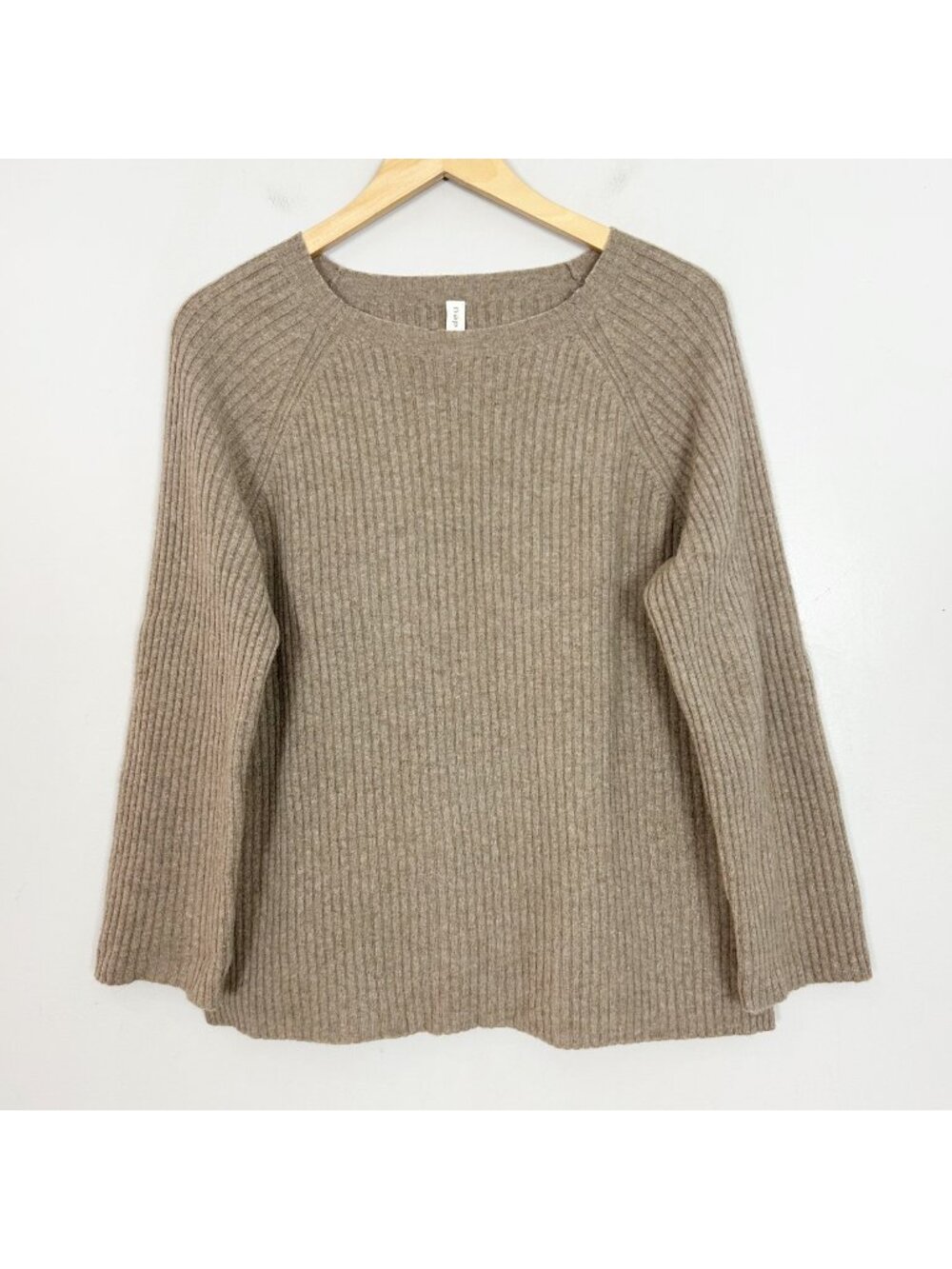 Nap Brown Ribbed Cashmere Sweater Wide Sleeve Size Small Women's